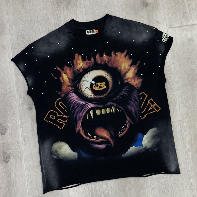 Streetwear Brand With Eye - Amerikanische Retro Washed Black ROUGH PLAY