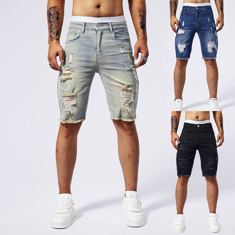 Streetwear Brands - 2025 sommer Neue männer Zerrissene Denim