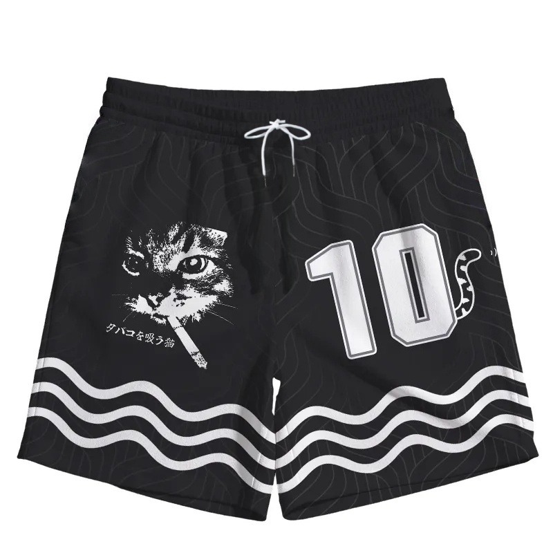 Streetwear Brand Cat - Sommerliche, schnell trocknende, lockere Basketballshorts für