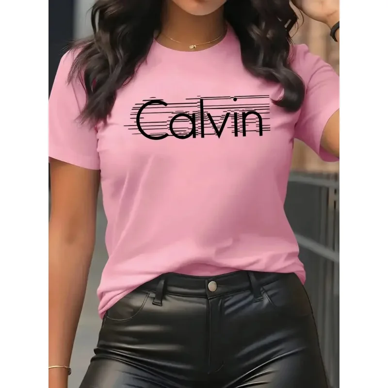 Streetwear Brand Top - Calvin Damen T-Shirt Freizeit Mode Kurzarm