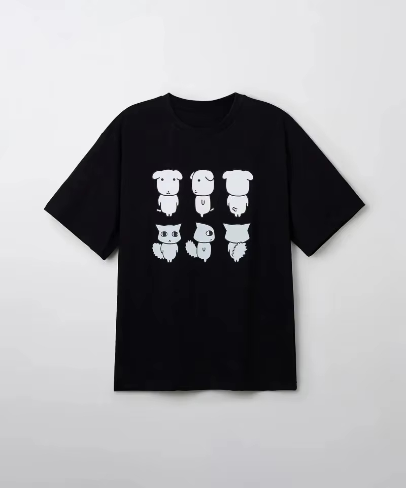 Streetwear Brand Cat - Schwarze Katze, kritzelndes weinendes Hündchen, koreanisches